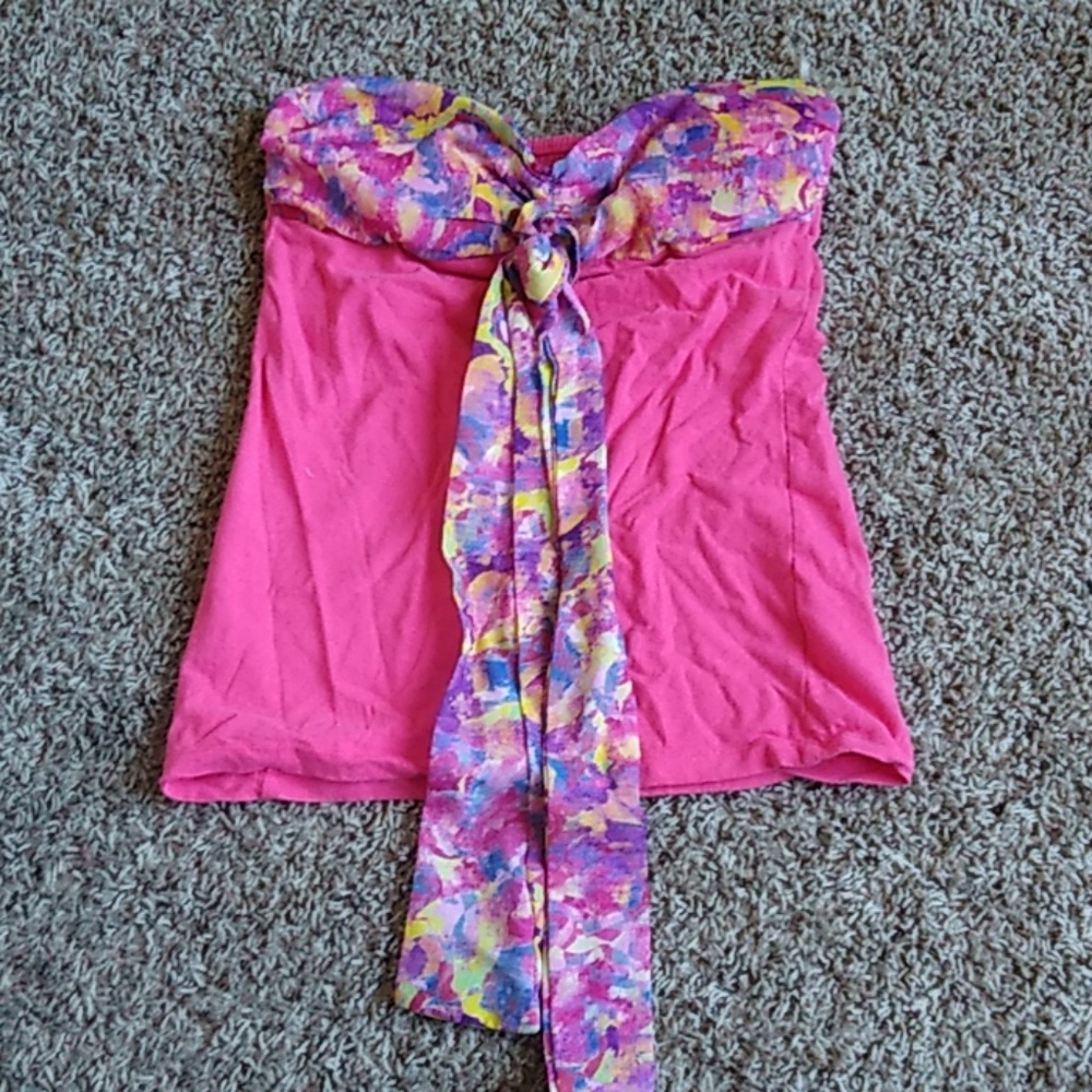 Pink tube top and ribbon